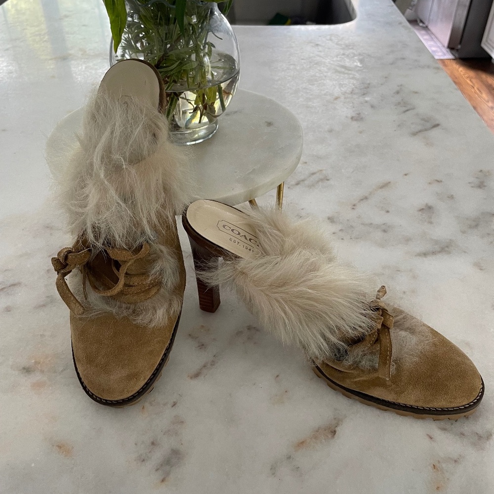 Coach fur trimmed heels
